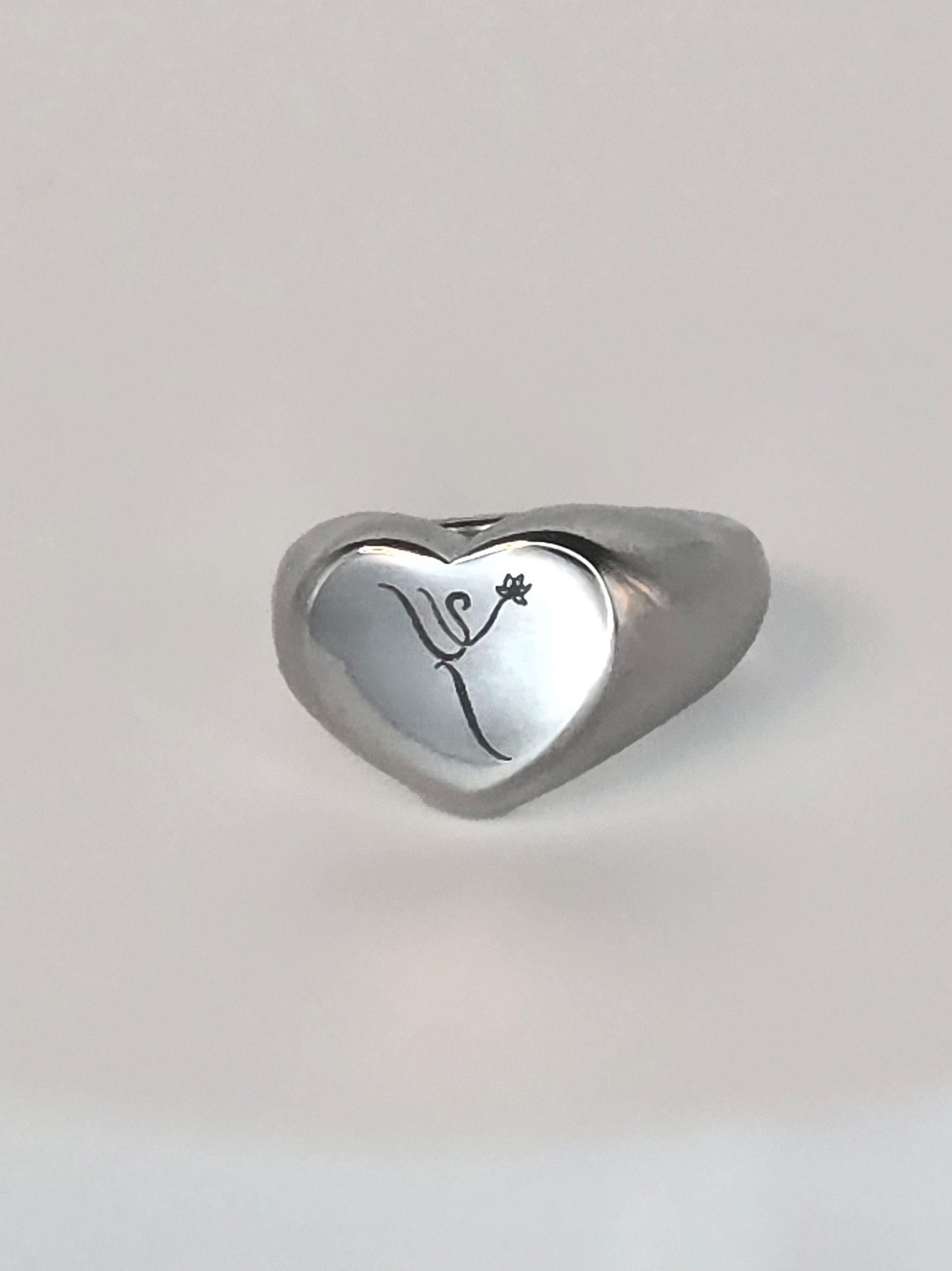 Engraved Heart Logo Ring