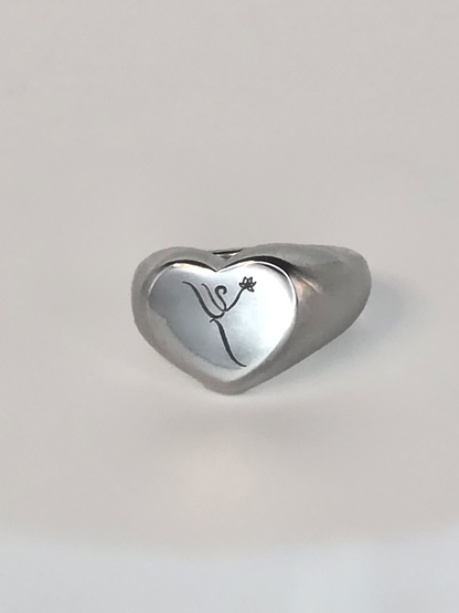 Engraved Heart Logo Ring