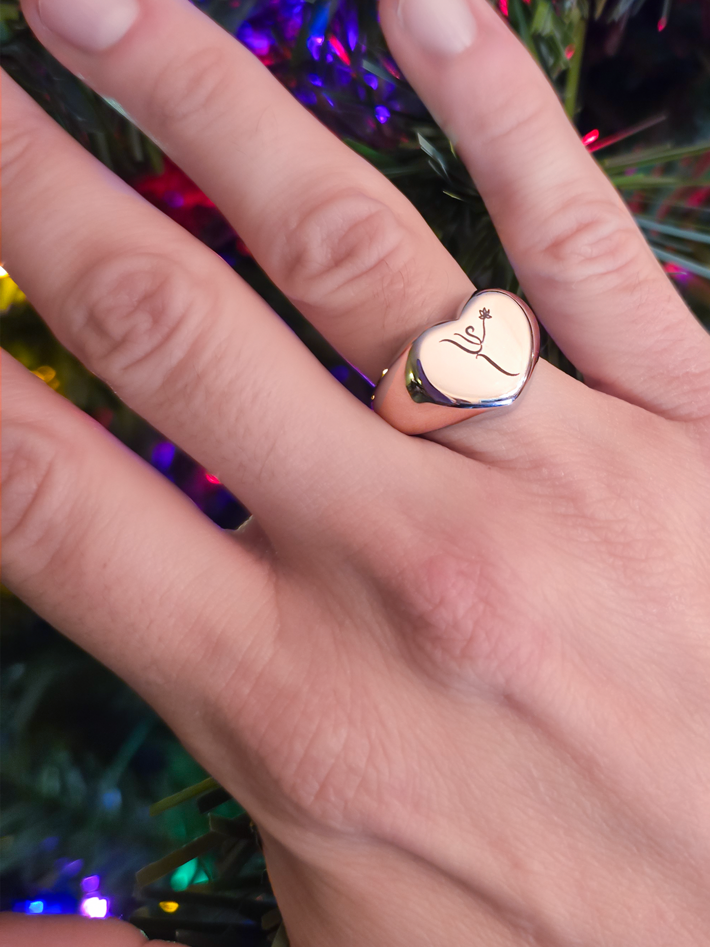 Engraved Heart Logo Ring