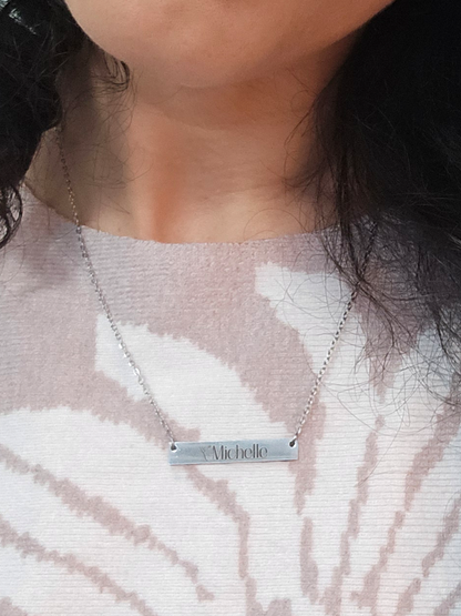Engraved Signature Bar Necklace