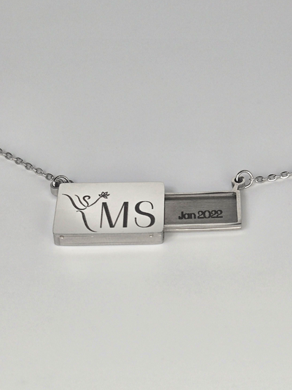 Initial Slider Locket with Custom Message